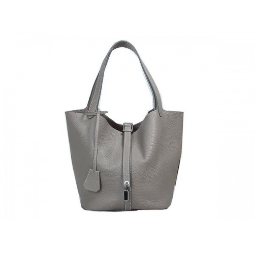 Borsa Hermes Picotin Lock MM in Pelle Originale Grigio