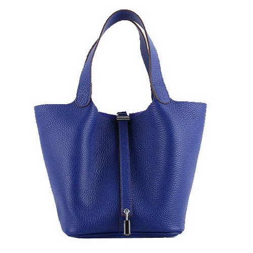 Hermes Picotin Blocco MM Borse Clemence Pelle H8616 Blu