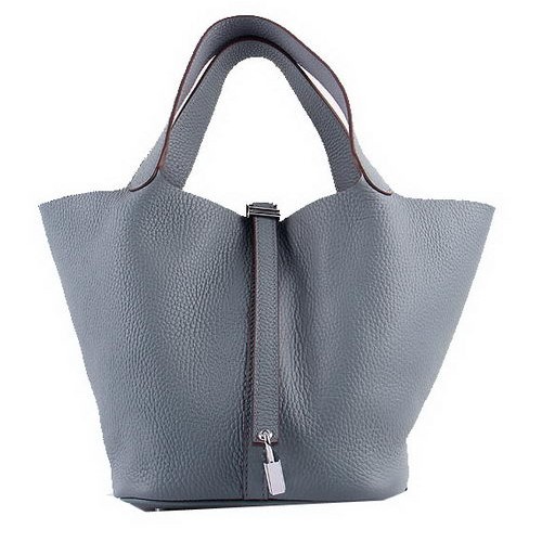 Hermes Picotin Blocco MM Borse Clemence Pelle H8616 Grigio