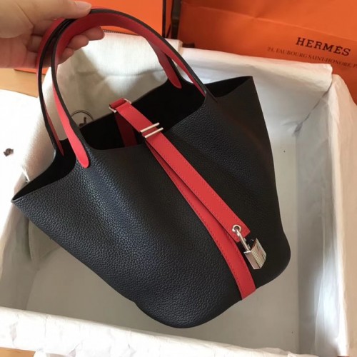 Hermes Picotin Lock PM Borse in pelle originale H8688 nero e rosso