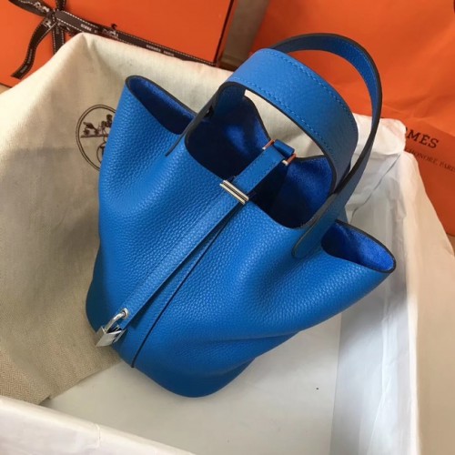 Hermes Picotin Lock PM Borse in pelle originale H8688 blu