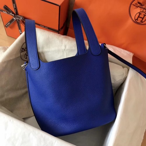 Hermes Picotin Lock PM Borse in pelle originale H8688 blu elettrico