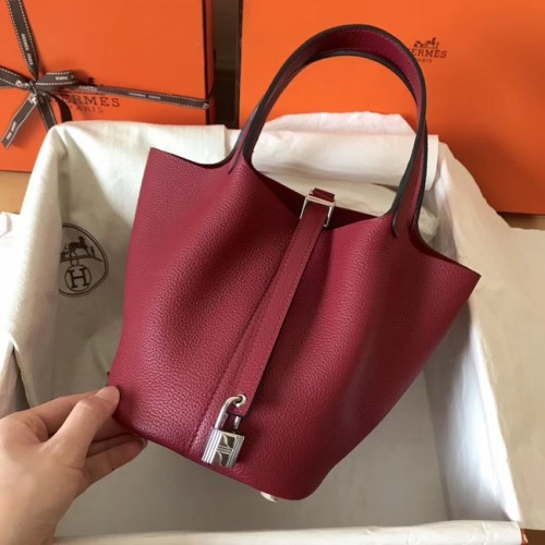 Hermes Picotin Lock PM Borse in pelle originale H8688 vino rosso
