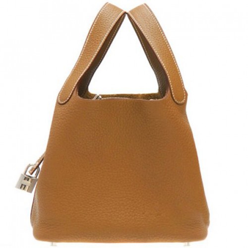 Hermes Picotin Lock PM Taurillon Clemence Pelle Argento Hardware Oro