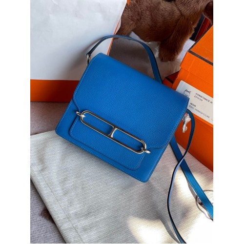 Hermes Roulis 19cm Evercolor 9D H9003 Blu elettro ottico e argento