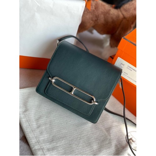 Hermes Roulis 19cm Evercolor 9D H9003 Acqua di lago verde nerastro e argento