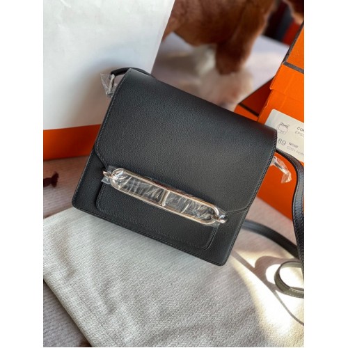 Hermes Roulis 19cm Evercolor 9D H9003 nero&argento