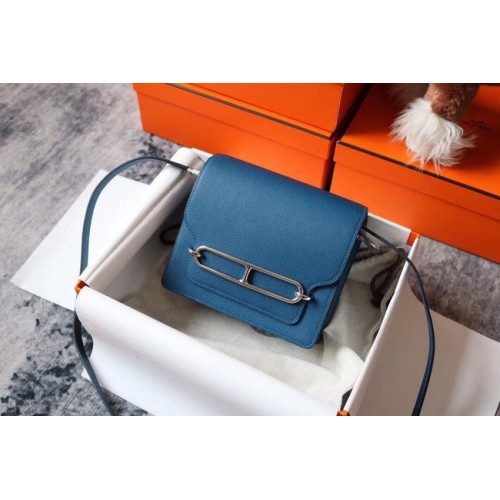 Hermes Roulis 19cm Evercolor 9D H9003 blu&argento