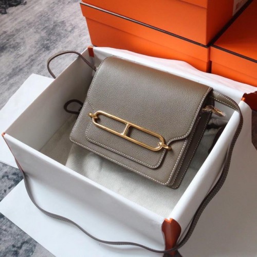 Hermes Roulis 19cm Evercolor 9D H9003 grigio scuro e oro