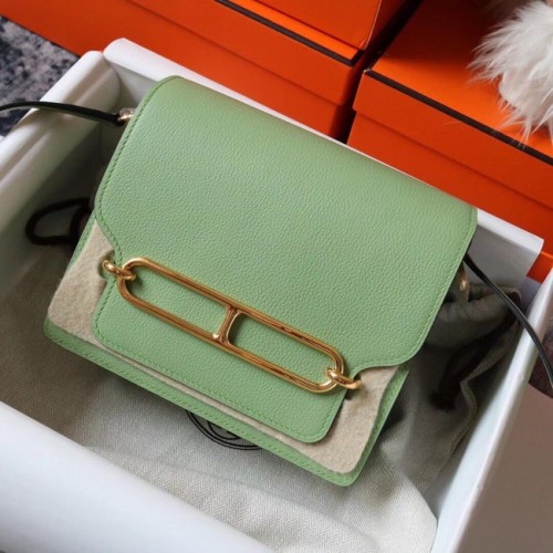 Hermes Roulis 19cm Evercolor 9D H9003 verde chiaro&Oro