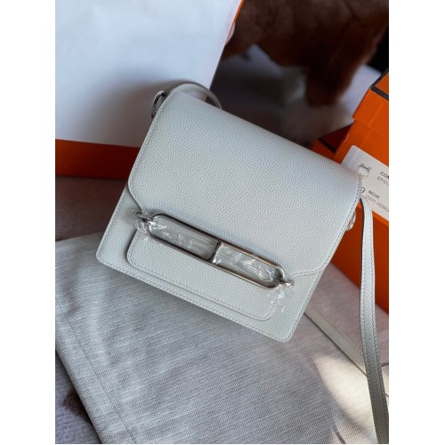 Hermes Roulis 19cm Evercolor 9D H9003 bianco&argento