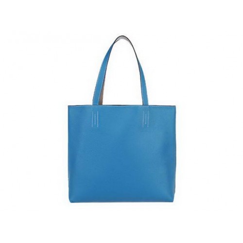 Hermes Shopping Bag 36CM Totes Clemence pelle blu