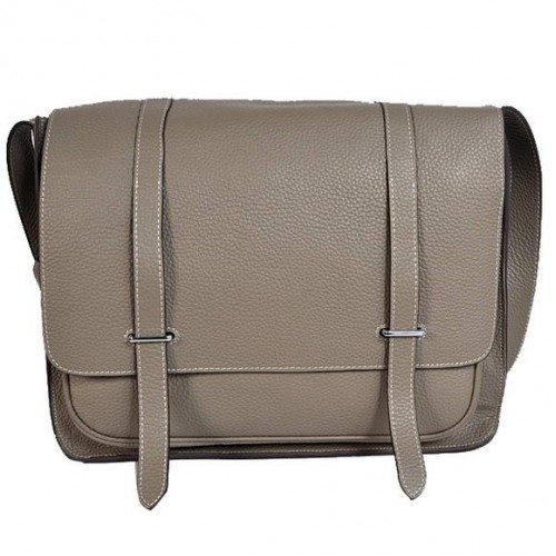 Hermes Steve 35CM Messenger Bag Clemence in pelle grigia