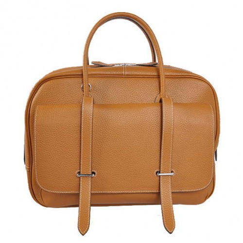 Borsa da viaggio Hermes Steve 38CM Clemence pelle cammello