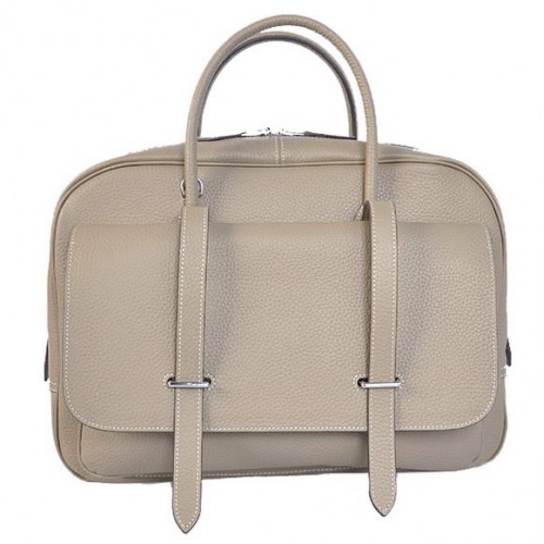 Borsa da viaggio Hermes Steve 38CM Clemence in pelle grigia
