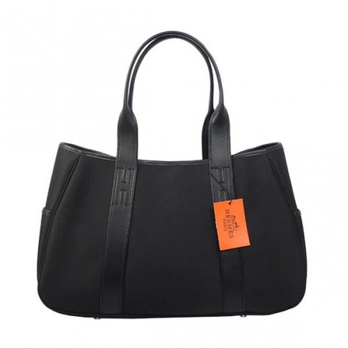 Hermes Tote Bag Tela Pelle H1035 Nero