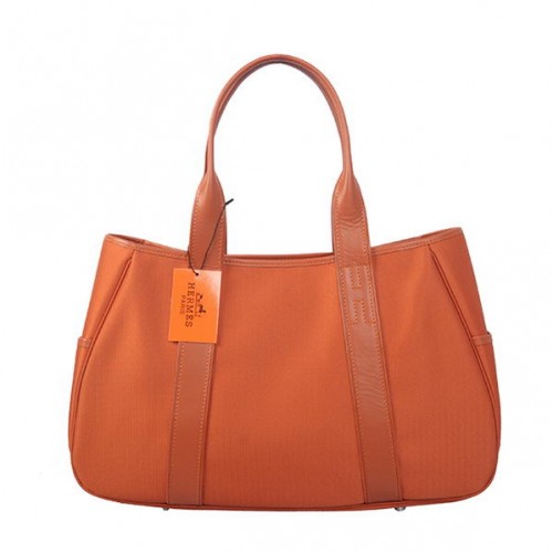 Hermes Tote Bag Tela Pelle H1035 Arancione