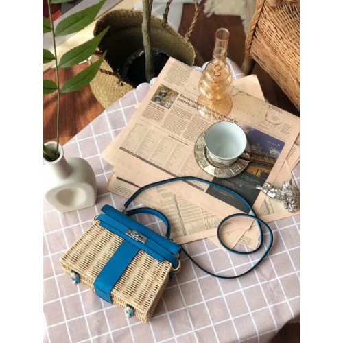 Hermes borsa da picnic kelly 9810 blu