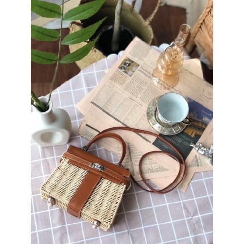 Hermes borsa da picnic kelly 9810 marrone