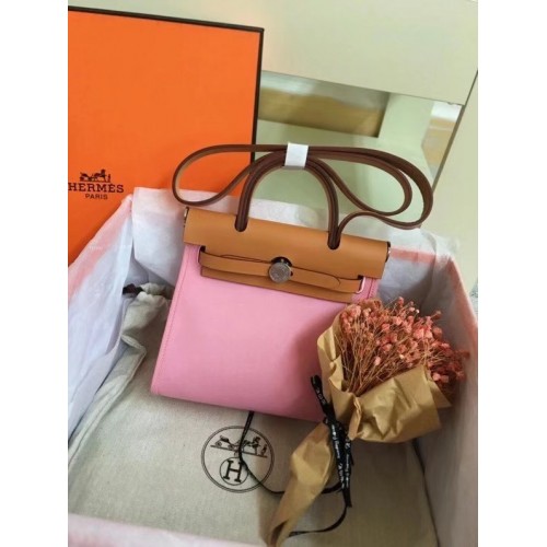 Hermes mini Herbag Original Canvas Pelle di vitello 45987 rosa e marrone