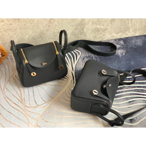 Hermes mini Lindy Original Togo Borsa in pelle OLD19 nera