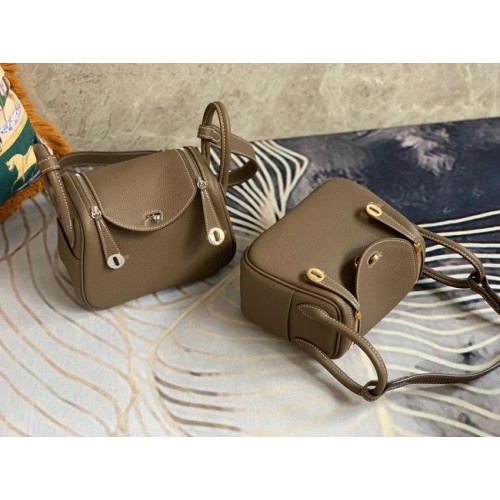 Hermes mini Lindy Original Togo Leather Bag OLD19 grigio