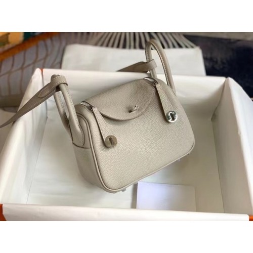 Hermes mini Lindy Original Togo Leather Bag OLD19 grigio chiaro