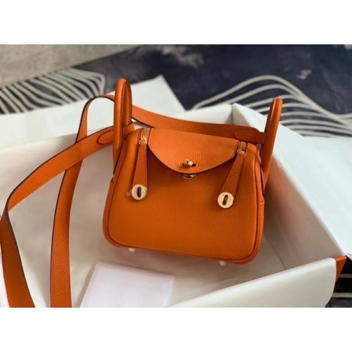 Hermes mini Lindy Original Togo Leather Bag OLD19 arancione