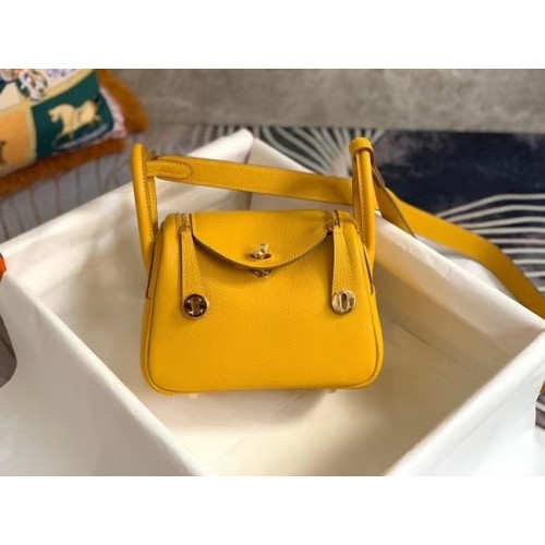 Hermes mini Lindy Original Togo Leather Bag OLD19 giallo