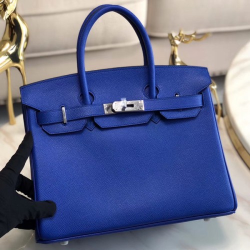 Hermes originale Epsom Pelle HB35O Electro ottico blu e metallo argento