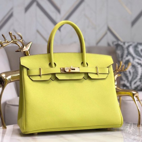 Hermes originale Epsom Leather HB35O limone e metallo oro