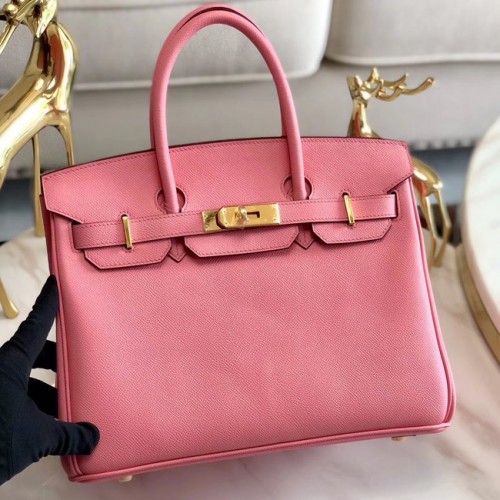 Hermes originale Epsom Leather HB35O rosa e metallo oro