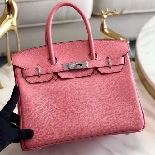 Hermes originale Epsom Leather HB35O rosa e metallo argento