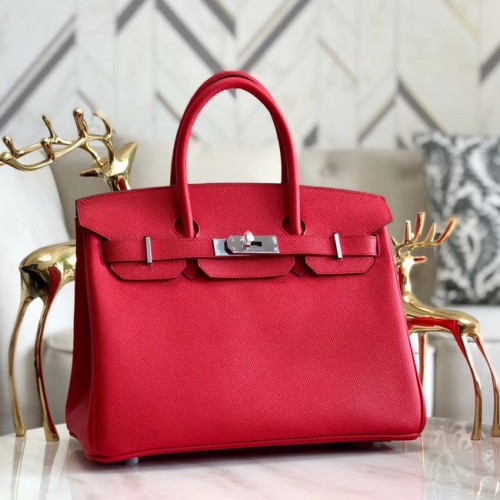 Hermes originale Epsom Leather HB35O rosso e metallo argento
