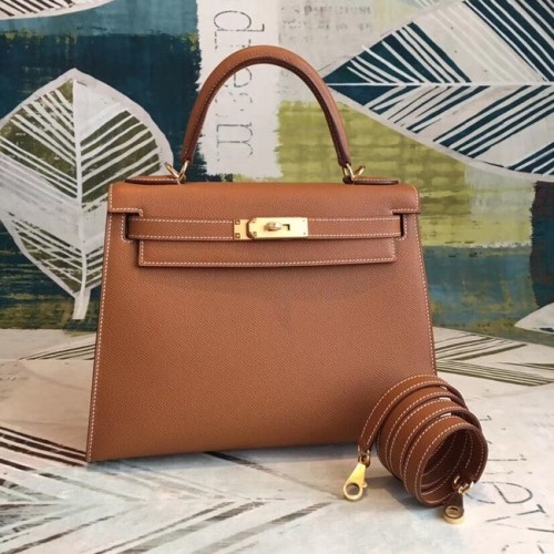 Hermes originale Kelly Epsom in pelle KL32 marrone
