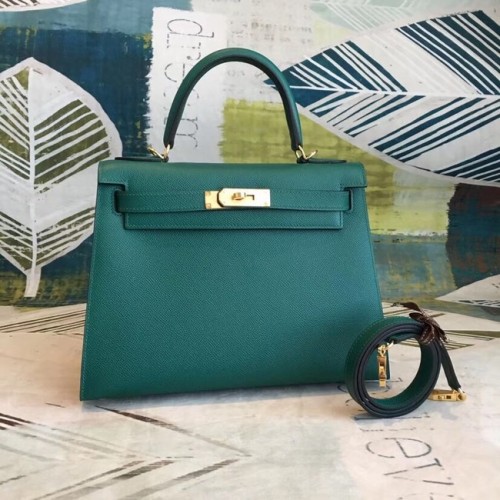 Hermes originale Kelly Epsom in pelle KL32 verde