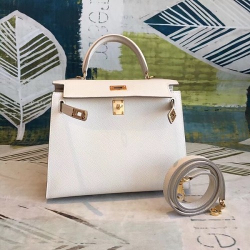 Hermes originale Kelly Epsom in pelle KL32 bianco