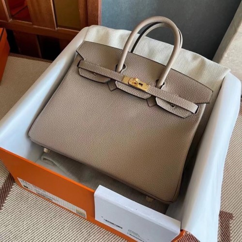 Hermes originale Togo Leather HB25O grigio chiaro
