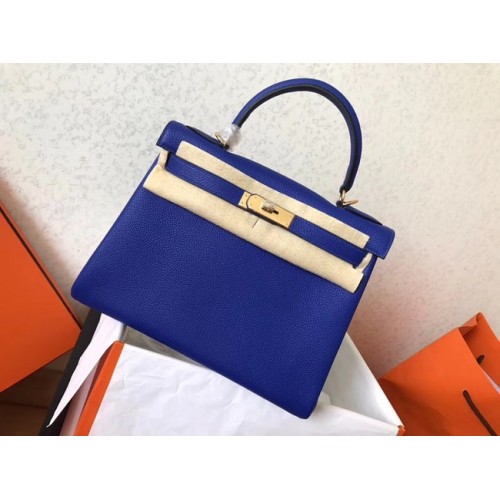Hermes originale borsa kelly in pelle Togo KL320 blu