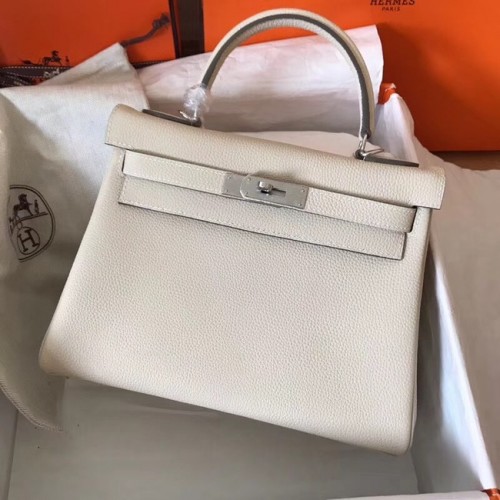 Hermes originale borsa kelly in pelle Togo KL320 crema