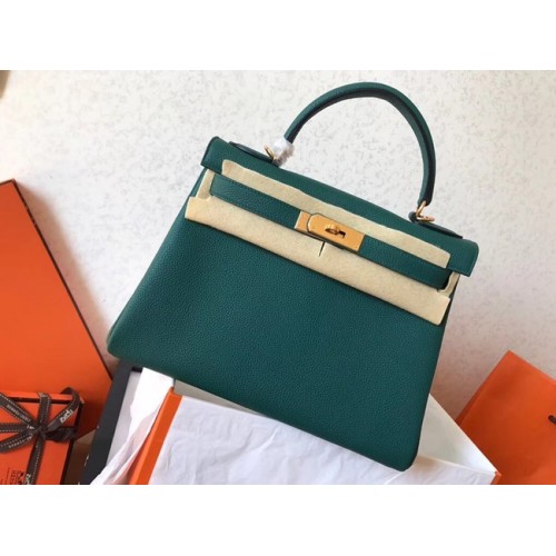 Hermes originale borsa kelly in pelle Togo KL320 verde