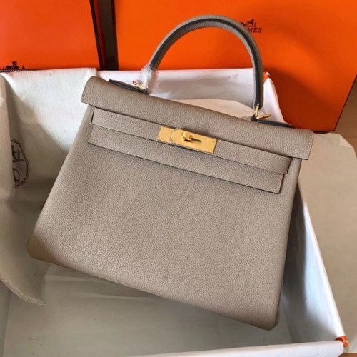 Hermes originale borsa kelly in pelle Togo KL320 grigio