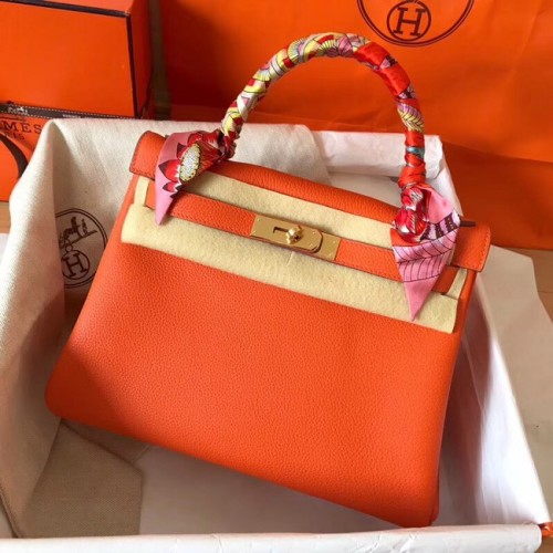 Hermes originale borsa kelly in pelle Togo KL320 arancione