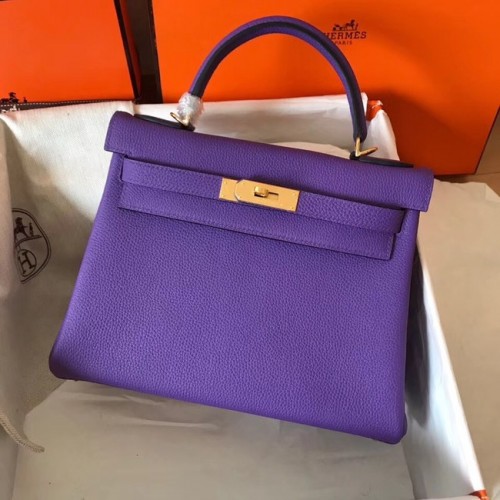 Hermes originale borsa kelly in pelle Togo KL320 viola