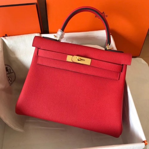 Hermes originale borsa kelly in pelle Togo KL320 rossa