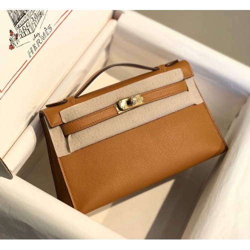 Hermes originale Swift pelle mini Kelly K22CM H23560 marrone