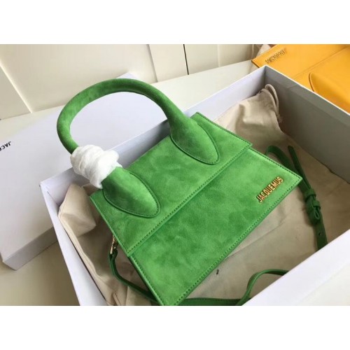 Borsa con manico superiore in pelle di velluto originale Jacquemus J76235 verde
