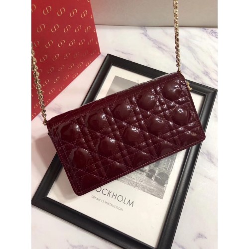 PORTAFOGLIO LADY DIOR IN VITELLO M9001 Bordeaux