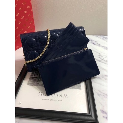 PORTAFOGLIO LADY DIOR IN VITELLO M9001 blu scuro
