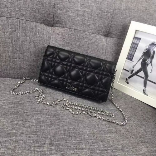 POCHETTE LADY DIOR IN PELLE DI AGNELLO CANNAGE NERA S0204